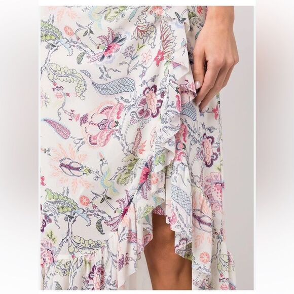 $455 CINQ A SEPT, Sheila Floral Ruffle-Trim Midi Dress NWT - Picture 3 of 14